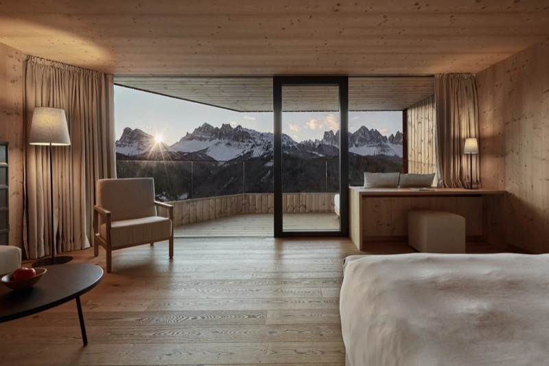 Forestis Dolomites suite with panoramic mountain view